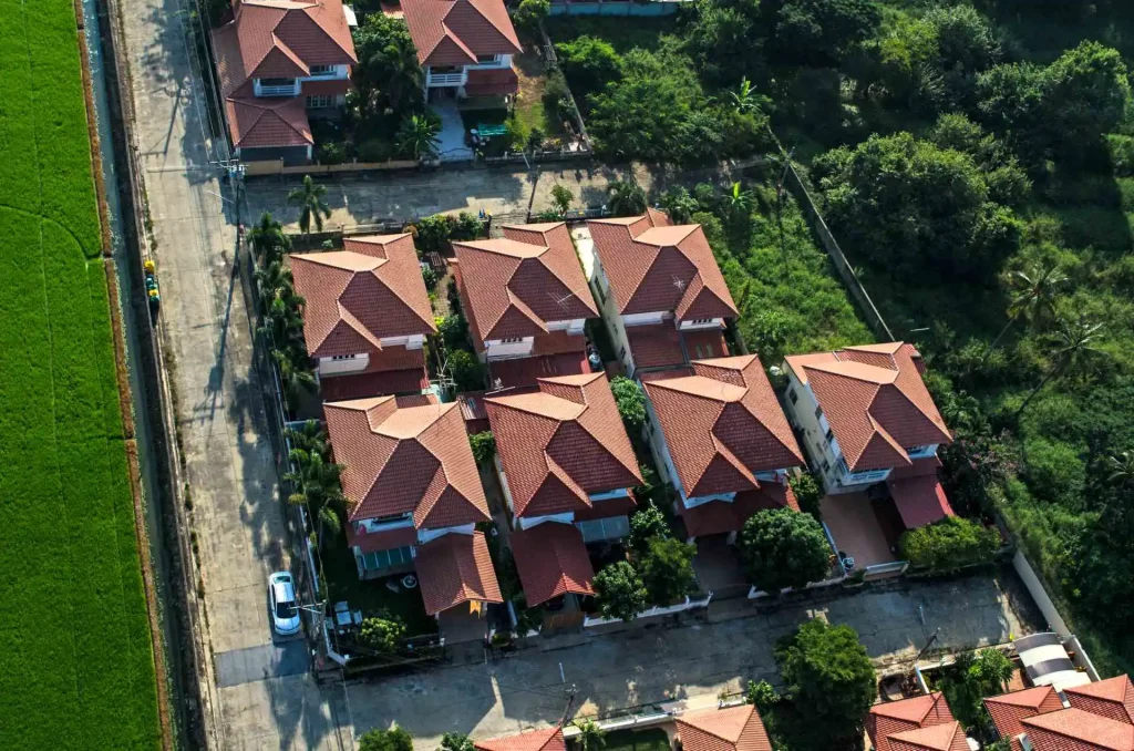 housing area roofs view from the air PQDEG6R 1